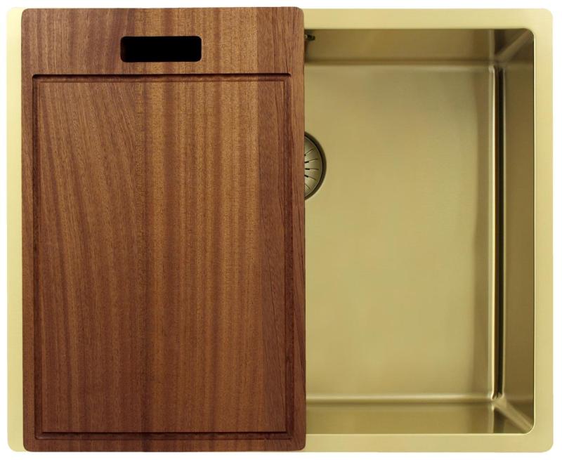 Pure.Sink Exclusivo Златен мивка 50x40 cm с радиус 10mm за вграждане, плоско вграждане и надстройка PEX5040-60