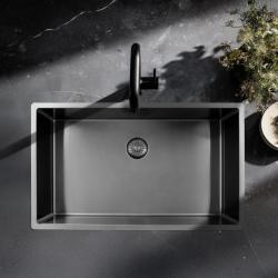 Pure.Sink Exclusivo голям неръждаемо стоманен мивка 70x40 см 10мм радиус подграден, плосък монтаж и надграден PEX7040-02