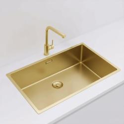Pure.Sink Exclusivo голям златен мивка 70x40 см радиус 10mm под монтаж, равнинен монтаж и надстройка PEX7040-60