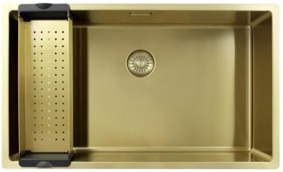 Pure.Sink Exclusivo голям златен мивка 70x40 см радиус 10mm под монтаж, равнинен монтаж и надстройка PEX7040-60