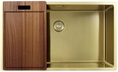 Pure.Sink Exclusivo голям златен мивка 70x40 см радиус 10mm под монтаж, равнинен монтаж и надстройка PEX7040-60