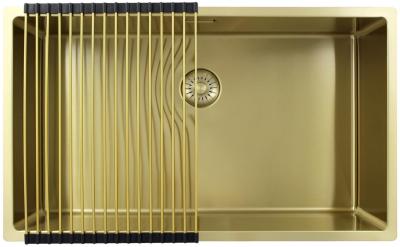 Pure.Sink Exclusivo голям златен мивка 70x40 см радиус 10mm под монтаж, равнинен монтаж и надстройка PEX7040-60