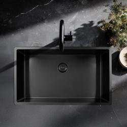 Pure.Sink Exclusivo голям Gun metal мивка 70x40 см 10mm радиус подграда, плоско вграждане и надстройка PEX7040-61