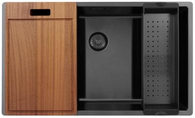 Pure.Sink Exclusivo голям Gun metal мивка 70x40 см 10mm радиус подграда, плоско вграждане и надстройка PEX7040-61