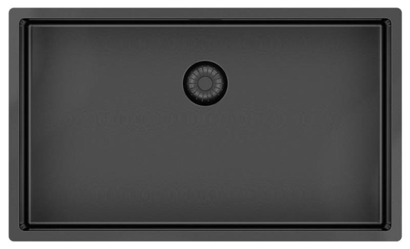 Pure.Sink Exclusivo голям Gun metal мивка 70x40 см 10mm радиус подграда, плоско вграждане и надстройка PEX7040-61