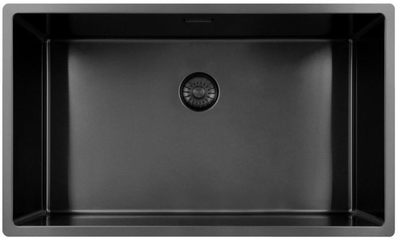 Pure.Sink Exclusivo голям Gun metal мивка 70x40 см 10mm радиус подграда, плоско вграждане и надстройка PEX7040-61