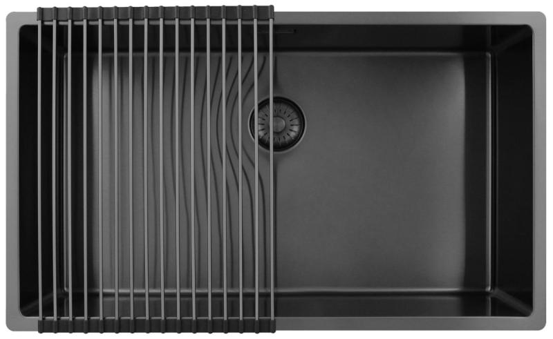 Pure.Sink Exclusivo голям Gun metal мивка 70x40 см 10mm радиус подграда, плоско вграждане и надстройка PEX7040-61