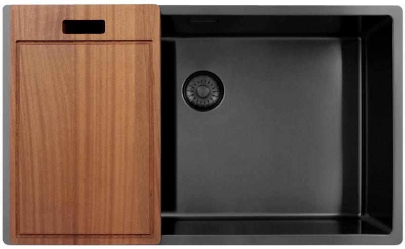 Pure.Sink Exclusivo голям Gun metal мивка 70x40 см 10mm радиус подграда, плоско вграждане и надстройка PEX7040-61