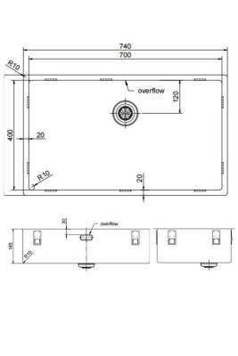 Pure.Sink Exclusivo голяма медна мивка 70x40 см 10мм радиус подграда, вградена и надградба PEX7040-62