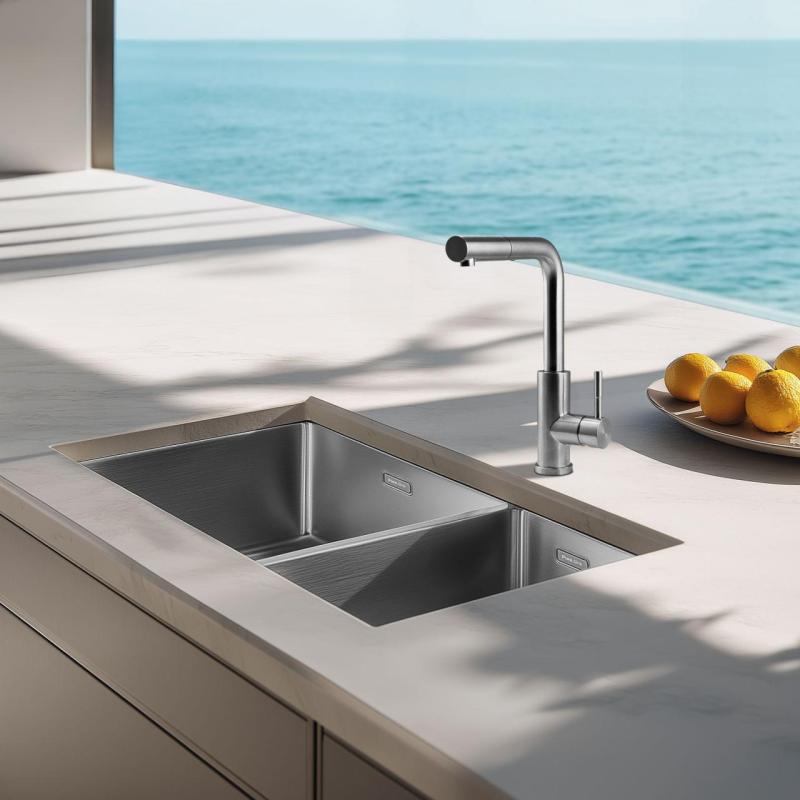 Pure.Sink Exclusivo RVS 1,5 половин чаша за миене 34+18 см 10мм радиус PEX341840-02