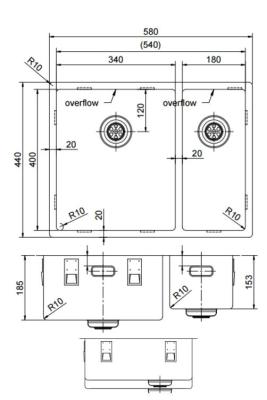 Pure.Sink Exclusivo Златен 1,5 половин чешма 34+18 см радиус 10mm PEX341840-60