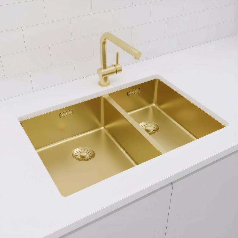 Pure.Sink Exclusivo Златен 1,5 половин чешма 34+18 см радиус 10mm PEX341840-60