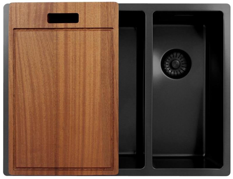 Pure.Sink Exclusivo Gun Metal 1,5 половин чаша за мивка 34+18 см радиус 10мм PEX341840-61