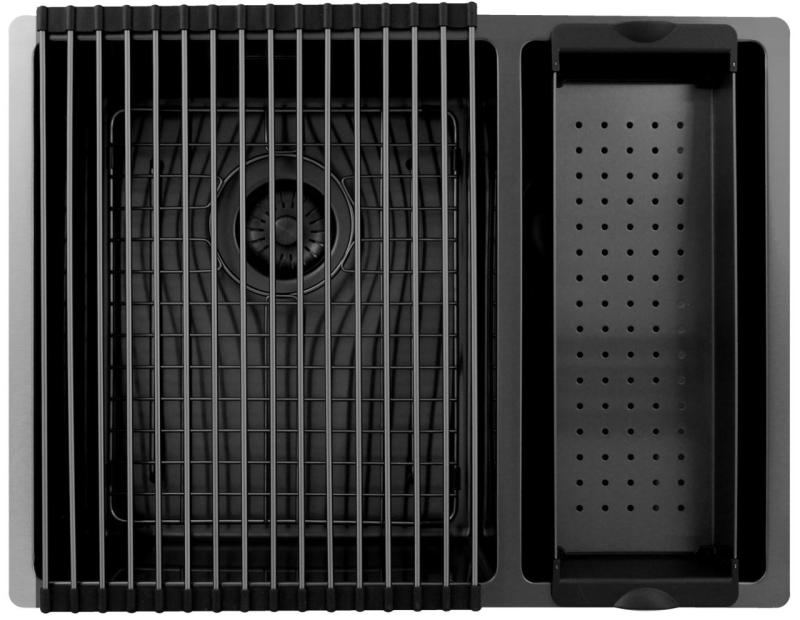 Pure.Sink Exclusivo Gun Metal 1,5 половин чаша за мивка 34+18 см радиус 10мм PEX341840-61