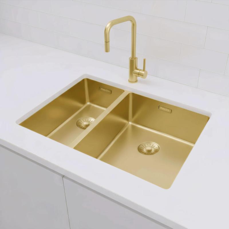 Pure.Sink Exclusivo Златен 1,5 полуторен умивалник 18+34 см 10mm радиус PEX183440-60