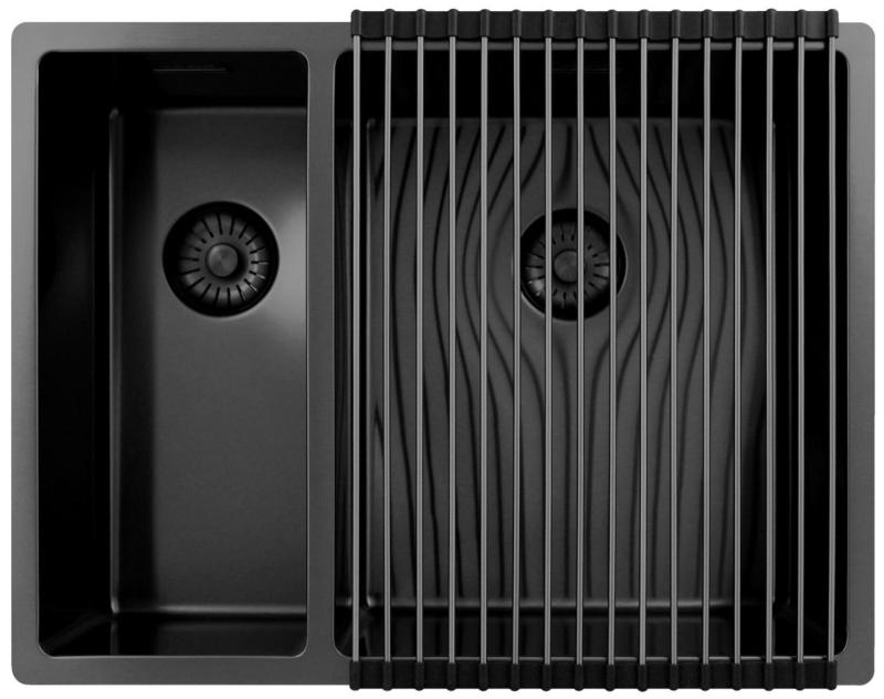 Pure.Sink Exclusivo Gun Metal 1,5 полуторен съдомиялник 18+34 см 10mm радиус PEX183440-61