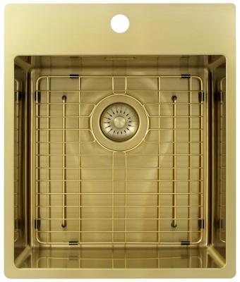 Pure.Sink Exclusivo Златен мивка 44x52 см Tapwing с отвор за смесител 10mm радиус PEX4040T-60