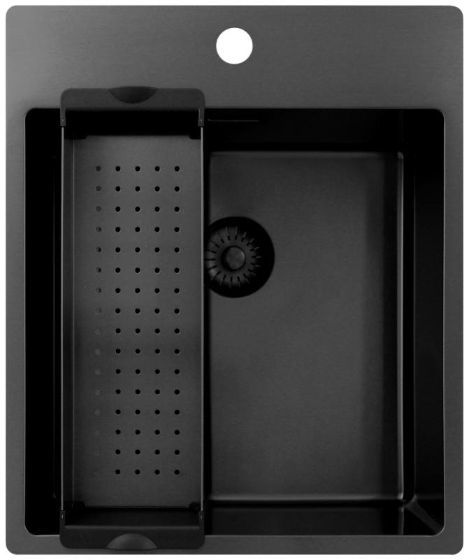 Pure.Sink Exclusivo Gun Metal мивка 44x52 см Tapwing с отвор за смесител 10mm радиус PEX4040T-61