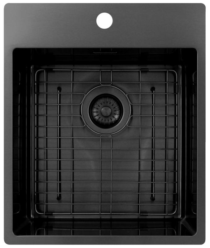 Pure.Sink Exclusivo Gun Metal мивка 44x52 см Tapwing с отвор за смесител 10mm радиус PEX4040T-61