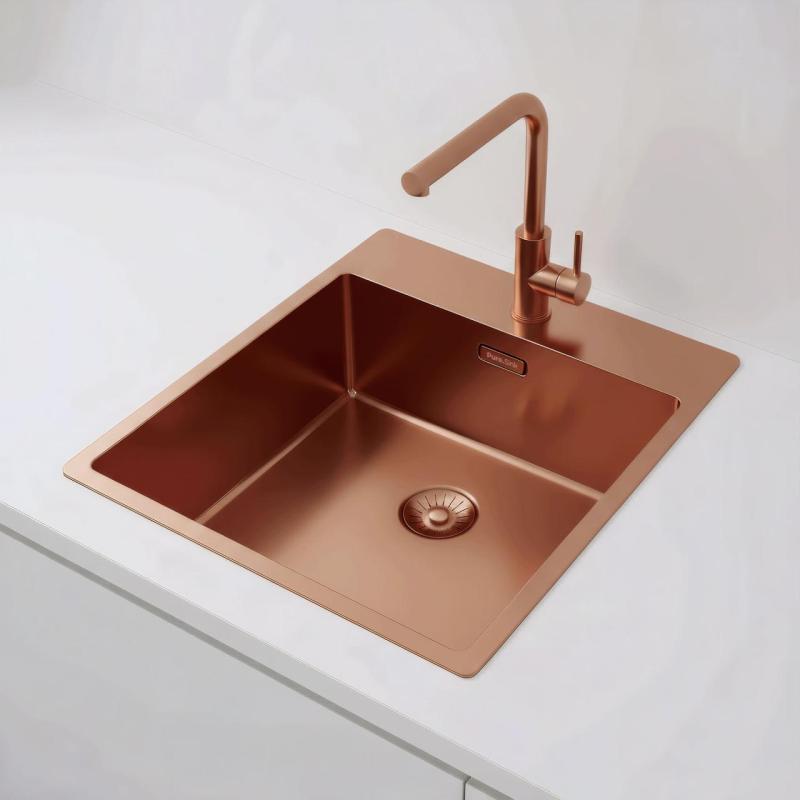 Pure.Sink Exclusivo Медено мивко 44x52 см Tapwing с отвор за смесител 10mm радиус PEX4040T-62