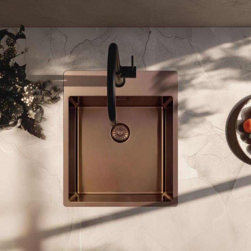Pure.Sink Exclusivo Медено мивко 44x52 см Tapwing с отвор за смесител 10mm радиус PEX4040T-62