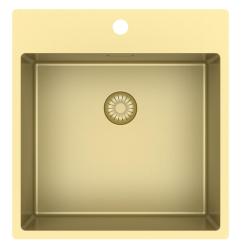 Pure.Sink Exclusivo Златна мивка 49x52 см Tapwing с отвор за чешма 10mm радиус PEX4540T-60