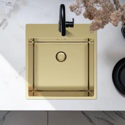 Pure.Sink Exclusivo Златна мивка 49x52 см Tapwing с отвор за чешма 10mm радиус PEX4540T-60