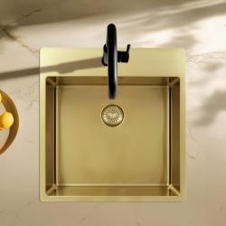 Pure.Sink Exclusivo Златна мивка 49x52 см Tapwing с отвор за чешма 10mm радиус PEX4540T-60