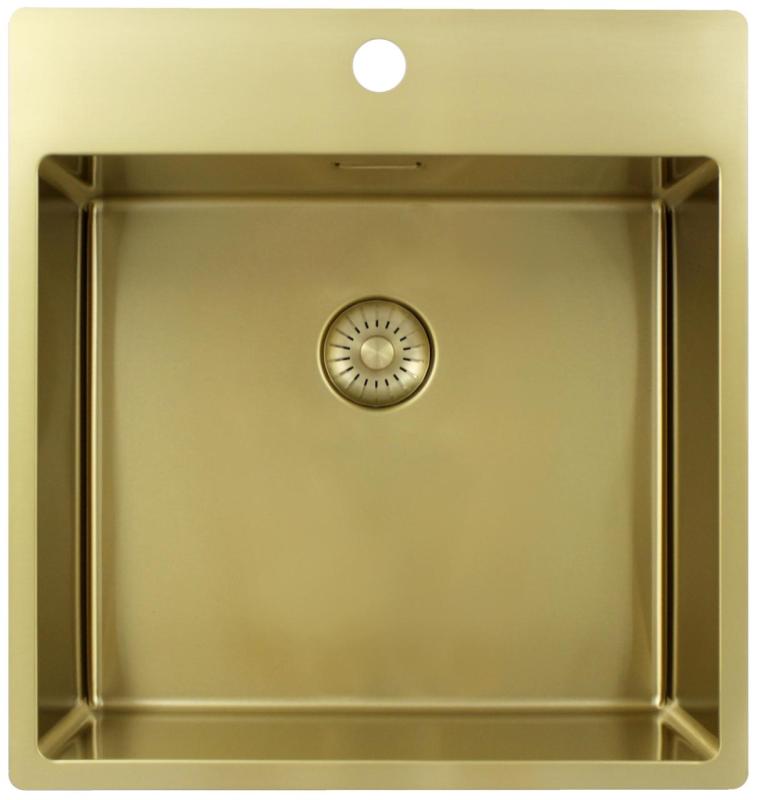 Pure.Sink Exclusivo Златна мивка 49x52 см Tapwing с отвор за чешма 10mm радиус PEX4540T-60