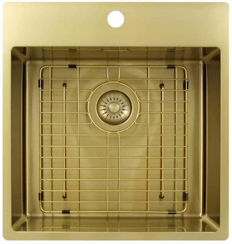 Pure.Sink Exclusivo Златна мивка 49x52 см Tapwing с отвор за чешма 10mm радиус PEX4540T-60