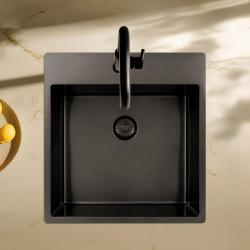 Pure.Sink Exclusivo Gun Metal мивка 49x52 см Tapwing с отвор за батерия радиус 10мм PEX4540T-61