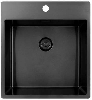 Pure.Sink Exclusivo Gun Metal мивка 49x52 см Tapwing с отвор за батерия радиус 10мм PEX4540T-61