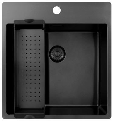 Pure.Sink Exclusivo Gun Metal мивка 49x52 см Tapwing с отвор за батерия радиус 10мм PEX4540T-61