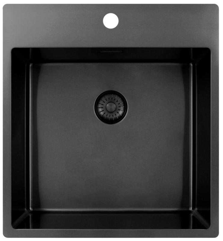 Pure.Sink Exclusivo Gun Metal мивка 49x52 см Tapwing с отвор за батерия радиус 10мм PEX4540T-61