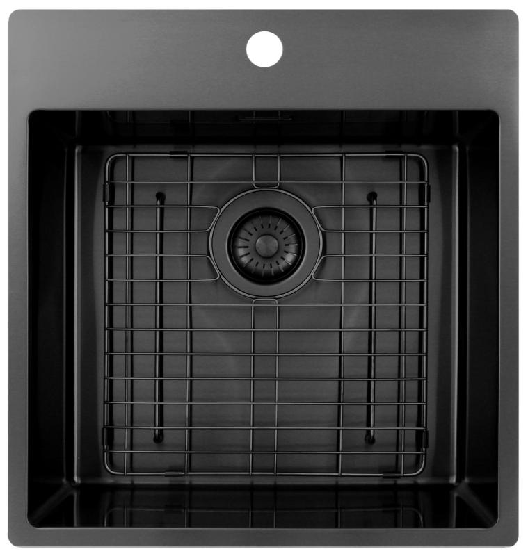 Pure.Sink Exclusivo Gun Metal мивка 49x52 см Tapwing с отвор за батерия радиус 10мм PEX4540T-61