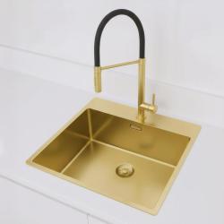 Pure.Sink Exclusivo Златен мивка 54x52 см Tapwing с отвор за чешма 10mm радиус PEX5040T-60