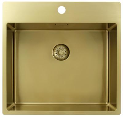 Pure.Sink Exclusivo Златен мивка 54x52 см Tapwing с отвор за чешма 10mm радиус PEX5040T-60