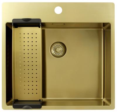 Pure.Sink Exclusivo Златен мивка 54x52 см Tapwing с отвор за чешма 10mm радиус PEX5040T-60