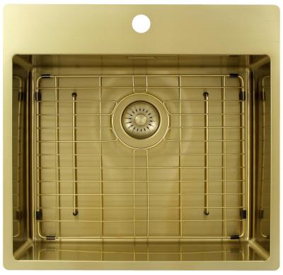 Pure.Sink Exclusivo Златен мивка 54x52 см Tapwing с отвор за чешма 10mm радиус PEX5040T-60