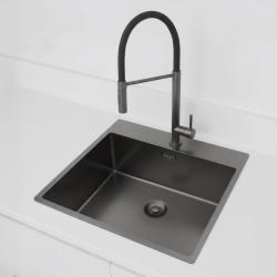 Pure.Sink Exclusivo Gun Metal мивка 54x52 см Tapwing с отвор за чешма 10mm радиус PEX5040T-61