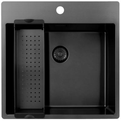 Pure.Sink Exclusivo Gun Metal мивка 54x52 см Tapwing с отвор за чешма 10mm радиус PEX5040T-61