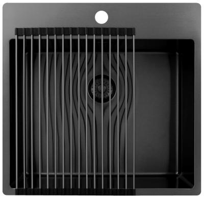 Pure.Sink Exclusivo Gun Metal мивка 54x52 см Tapwing с отвор за чешма 10mm радиус PEX5040T-61