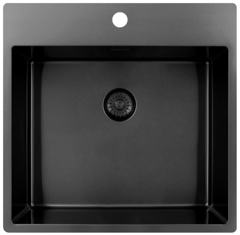 Pure.Sink Exclusivo Gun Metal мивка 54x52 см Tapwing с отвор за чешма 10mm радиус PEX5040T-61