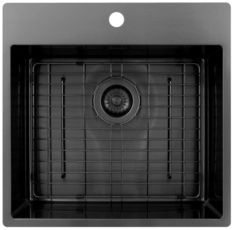 Pure.Sink Exclusivo Gun Metal мивка 54x52 см Tapwing с отвор за чешма 10mm радиус PEX5040T-61