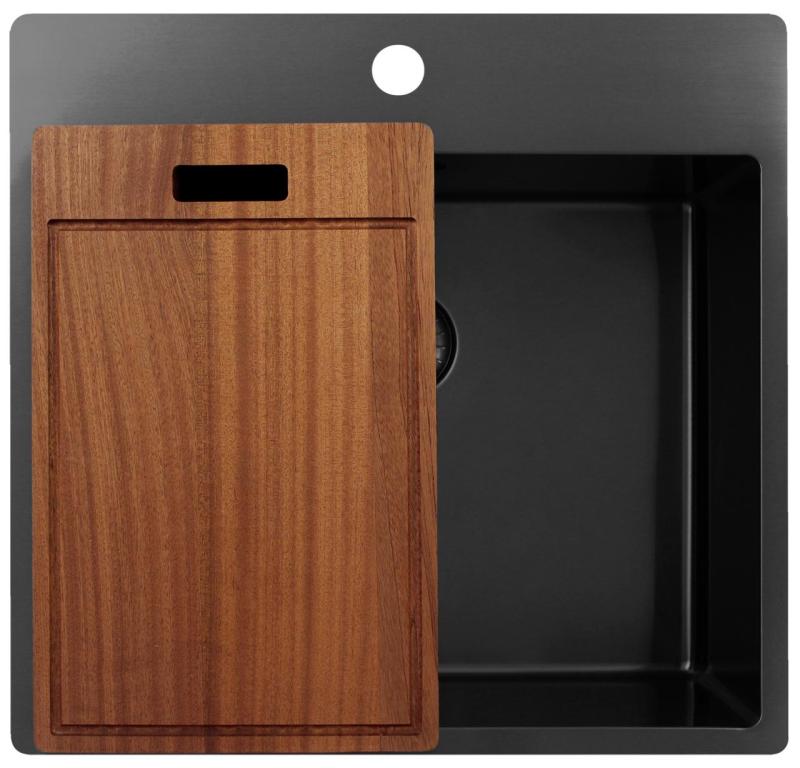 Pure.Sink Exclusivo Gun Metal мивка 54x52 см Tapwing с отвор за чешма 10mm радиус PEX5040T-61