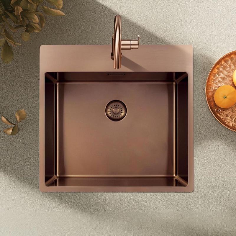 Pure.Sink Exclusivo Меден мивка 54x52 см Tapwing с отвор за чешма 10mm радиус PEX5040T-62