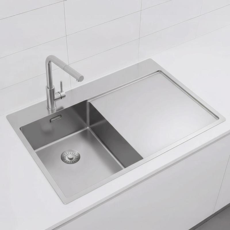 Pure.Sink Exclusivo RVS малко мивка с отдел за отцеждане 78x52 см Tapwing ляво PEX3478LT-02
