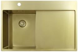 Pure.Sink Exclusivo Златен малък мивка с отделение за оттичане 78x52 см Кран от лявата страна PEX3478LT-60