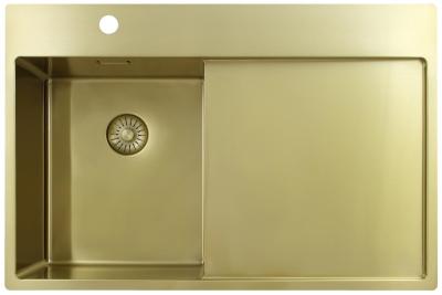 Pure.Sink Exclusivo Златен малък мивка с отделение за оттичане 78x52 см Кран от лявата страна PEX3478LT-60