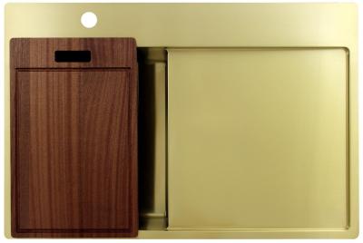 Pure.Sink Exclusivo Златен малък мивка с отделение за оттичане 78x52 см Кран от лявата страна PEX3478LT-60